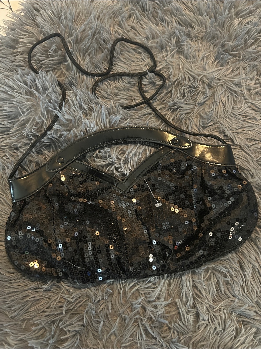 Black Sequin Evening Shoulder Bag